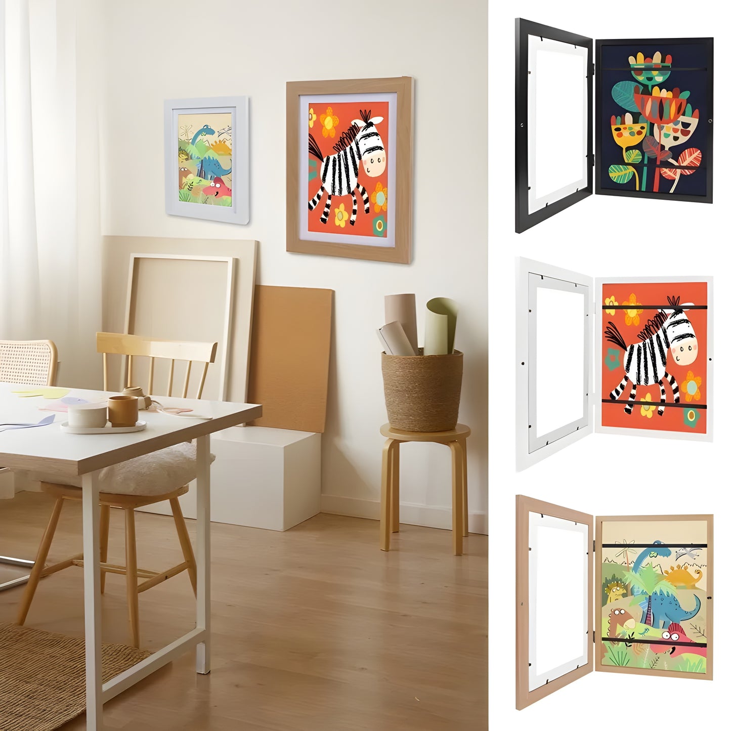 Children's Art Storage Frame with Magnetic Front Opening & Strap